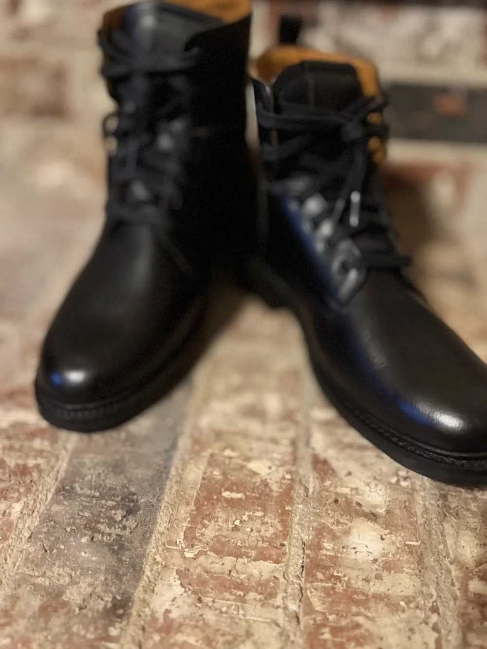 Allen Edmonds Black Leather Lace-Up Combat Boot